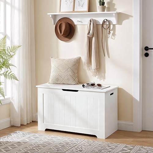 Vista 56 de ZENY Baúl de almacenamiento, baúl de almacenamiento elevable, banco de zapatos de entrada, banco de almacenamiento de madera, contenedor organizador