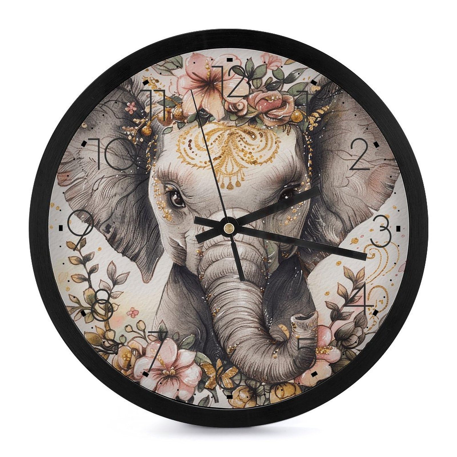 Horloge murale décorative éléphant pour une ambiance zen de salle de bain