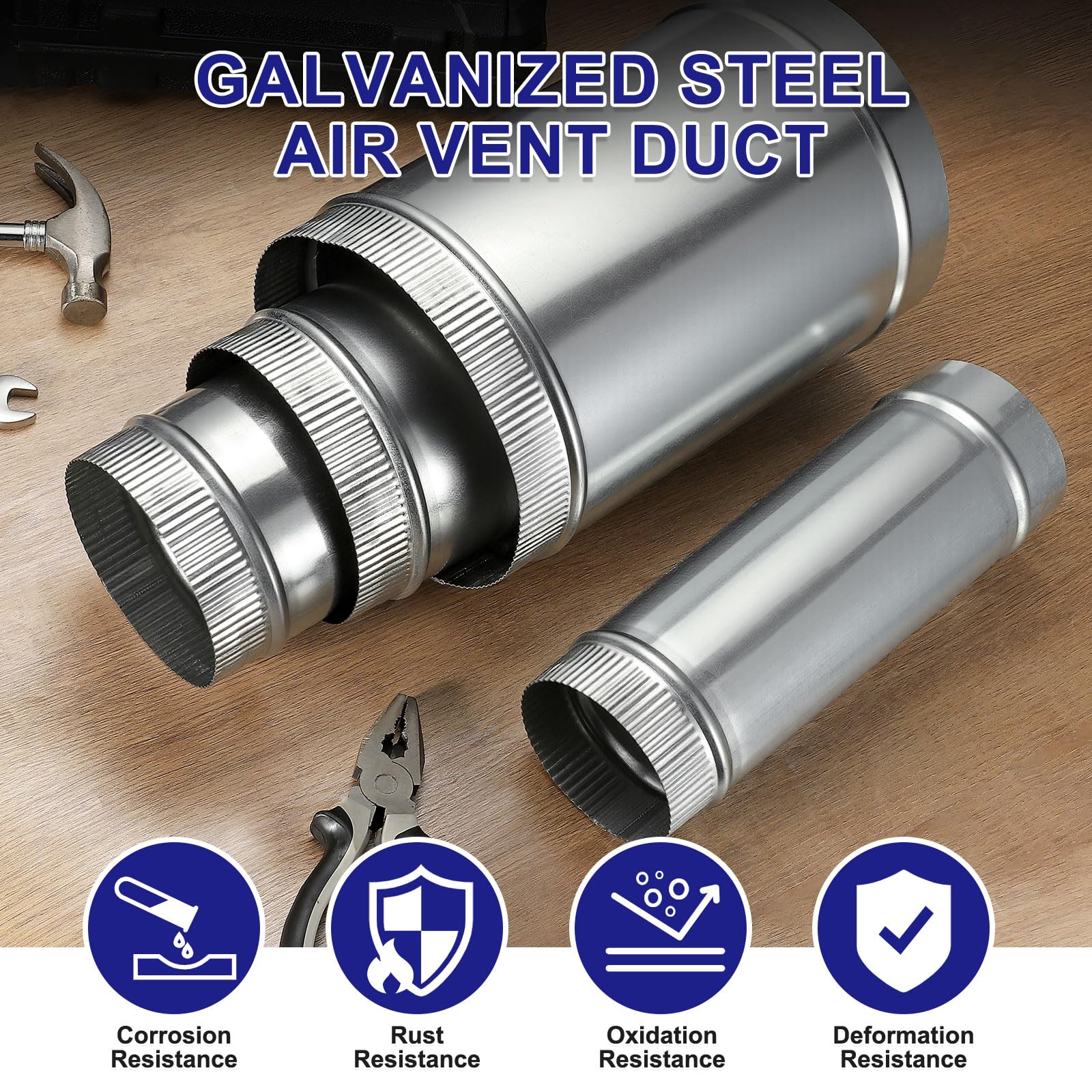PATIKIL 6x20 Pollici Tubo Di Aerazione Rotondo Per Asciugatrice, 2PCS Acciaio Zincato Dritto Adattatore Di Collegamento Per Tubi Di Ventilazione Per HVAC Cappa Di Aerazione Camino, Argento