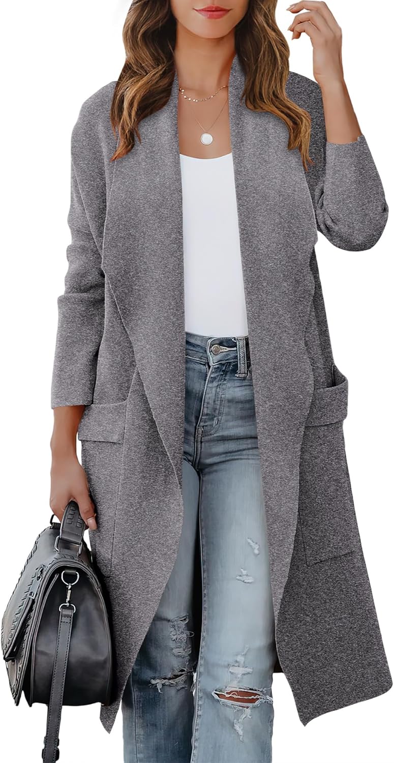 ANRABESS Women's Long Cardigan Sweater 2025 Fall Fashion Casual Oversized Knit Open Front Coatigan Jacket Coat Outfits