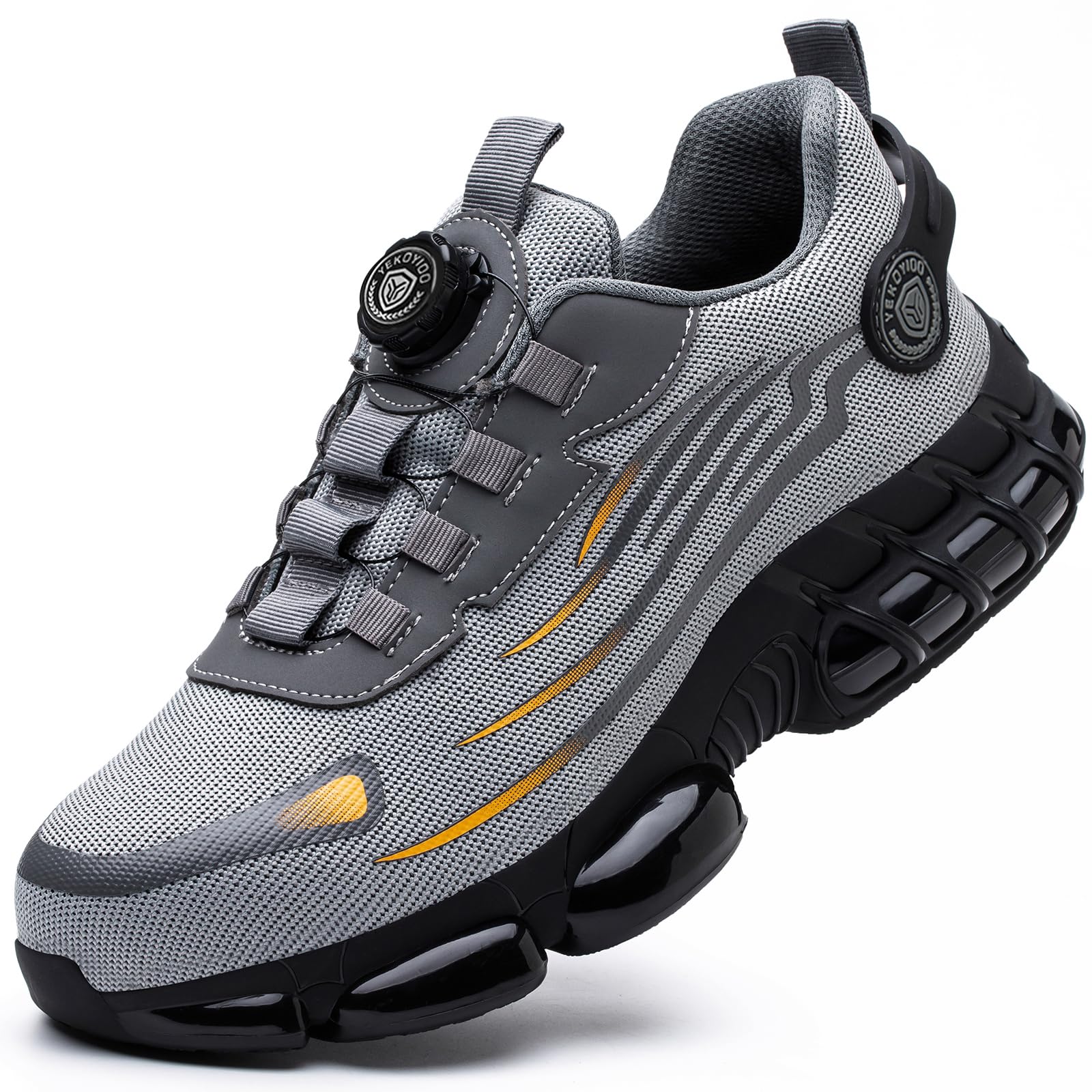 YEKOYIOO Arbeitsschuhe Sicherheitsschuhe Herren Damen Stahlkappenschuhe | Leicht, Stahlkappe, Sportlich, Atmungsaktiv, Schnellverschluss, 38-46 EU