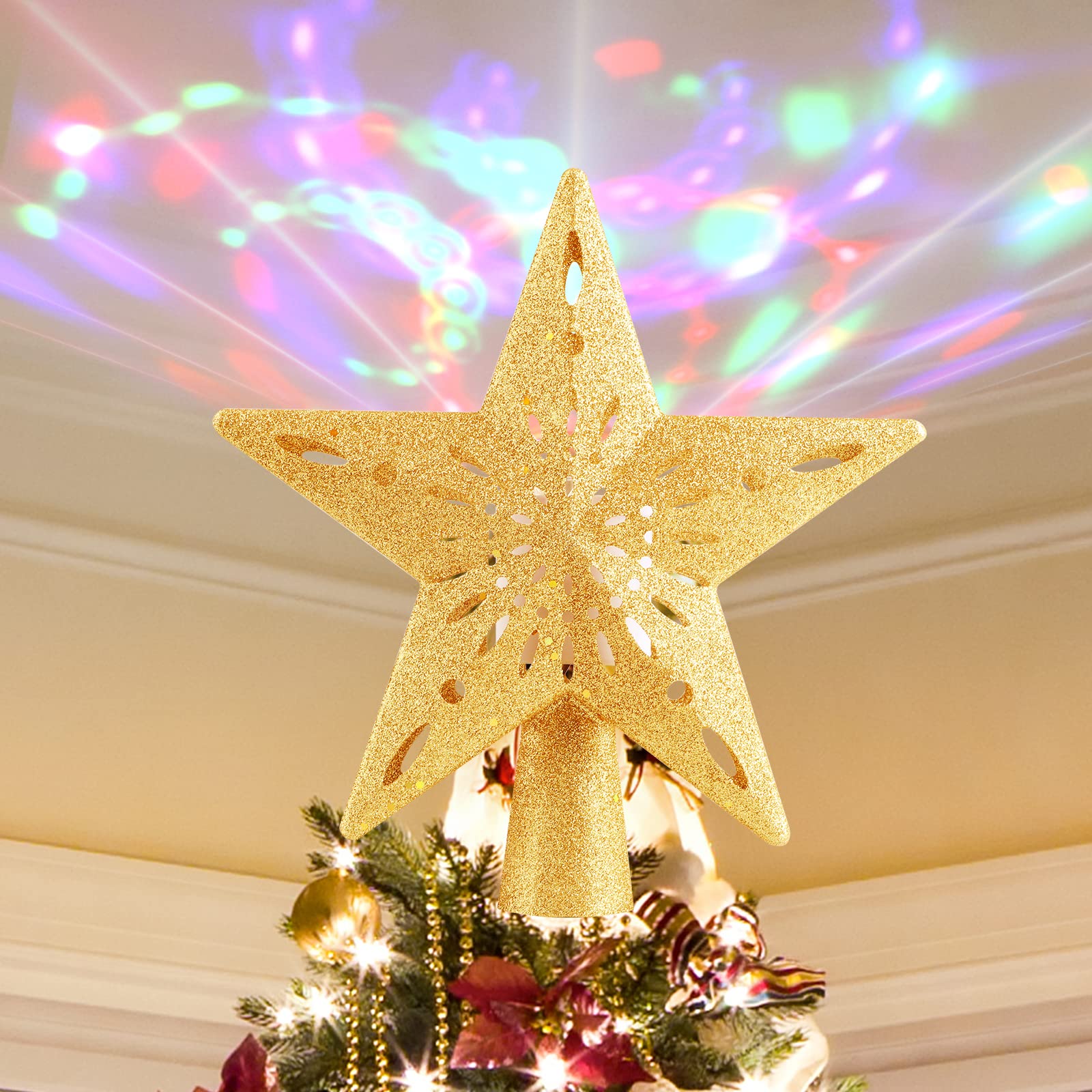 Buy Vadeture Christmas Tree Topper, Christmas Decorations RGB Gold Star