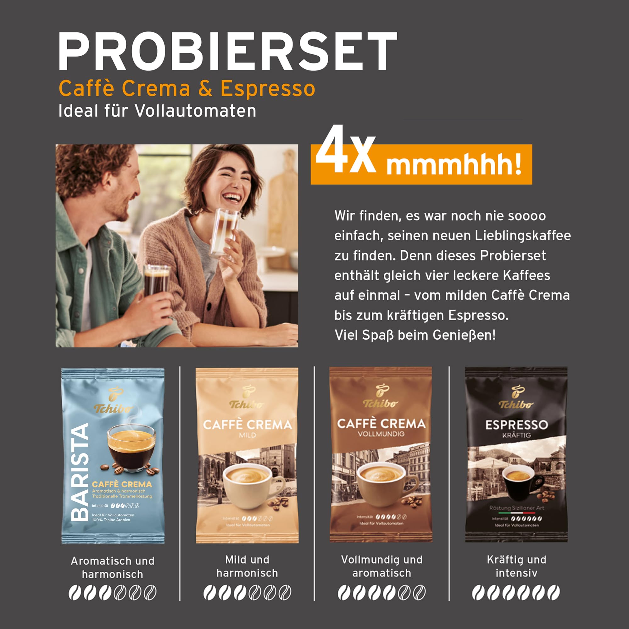 Tchibo Kaffeevollautomat Esperto2 Caffè mit 2-Tassen-Funktion, Granite Black