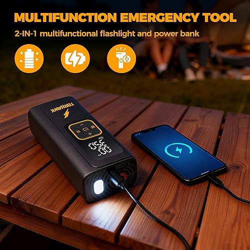 Miniatura 4 de Inflador de neumáticos de doble potencia, compresor de aire portátil - Bomba de aire inalámbrica 5 veces más rápida de 160 PSI para neumáticos de