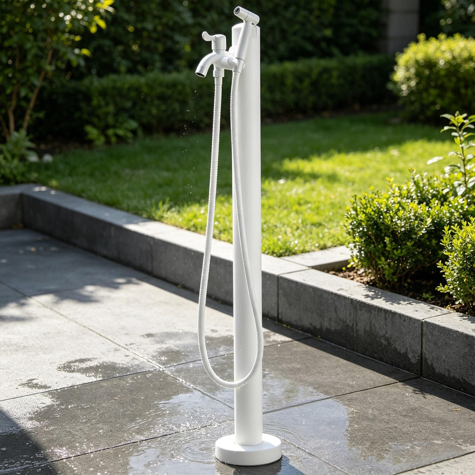 Lonmrrton C Garden Water Fountain Olumn, 304 Stainless Steel Standing Tap Vertical Outdoor Yard Hydrant For Farm Pasture Backyard Irrigation Washing, Side/Lower Inlet(,Height: 95Cm/37.4In)