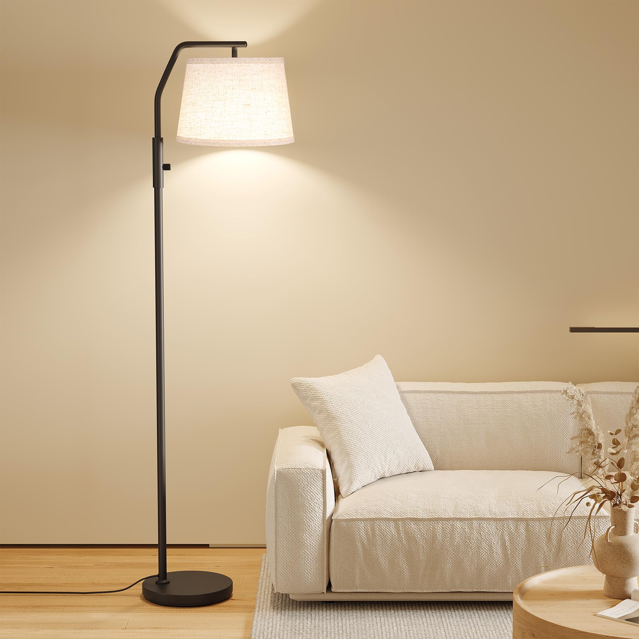 Lámparas de pie para sala de estar, bombilla de 9 W incluida, lámpara alta para dormitorio con cabezal ajustable, lámpara de pie moderna, lámpara de pie de arco regulable 0-100% para comedor 8