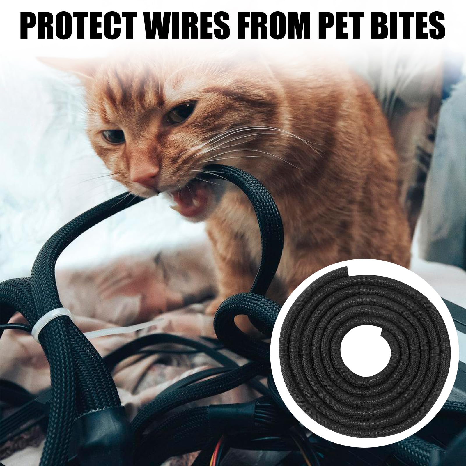 SSKHE Manicotto per organizzare i cavi, 4 m, protezione per cavi, guaina divisa per cavo di alimentazione USB, cavo audio e video, protegge il gatto dai cavi da masticare