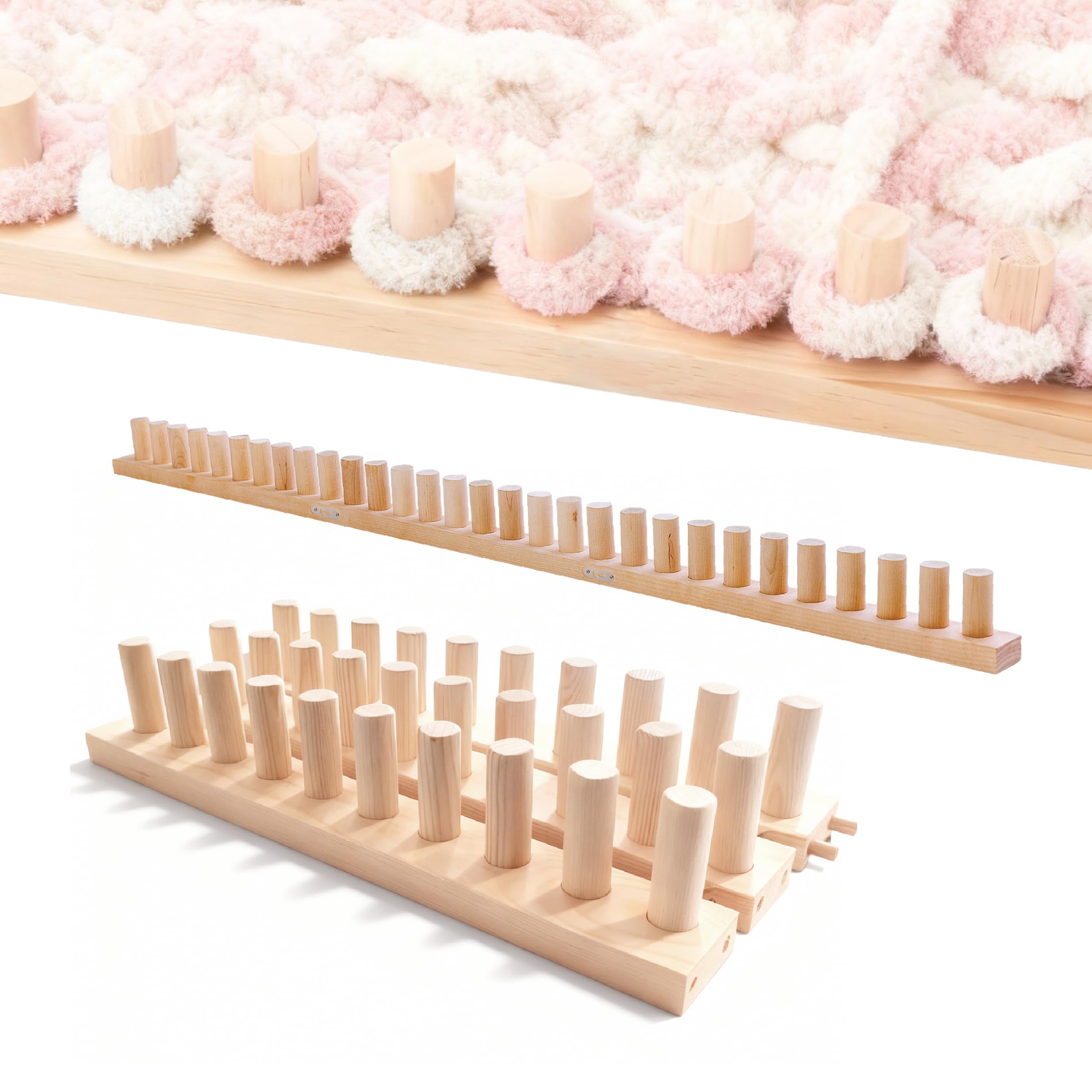 46-Inch Wooden Chunky Blanket Loom, DIY Knitting Kit for Throw Blankets, Adjustable Size Hand Knitting Board, Beginner-Friendly Craft Tool for Home Decor