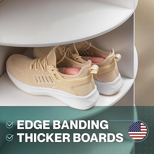 Miniatura 6 de LOFT + IVY Zapatero giratorio de 7 niveles, organizador de almacenamiento giratorio de 360 grados, moderno carrusel de zapatos redondo para armario,