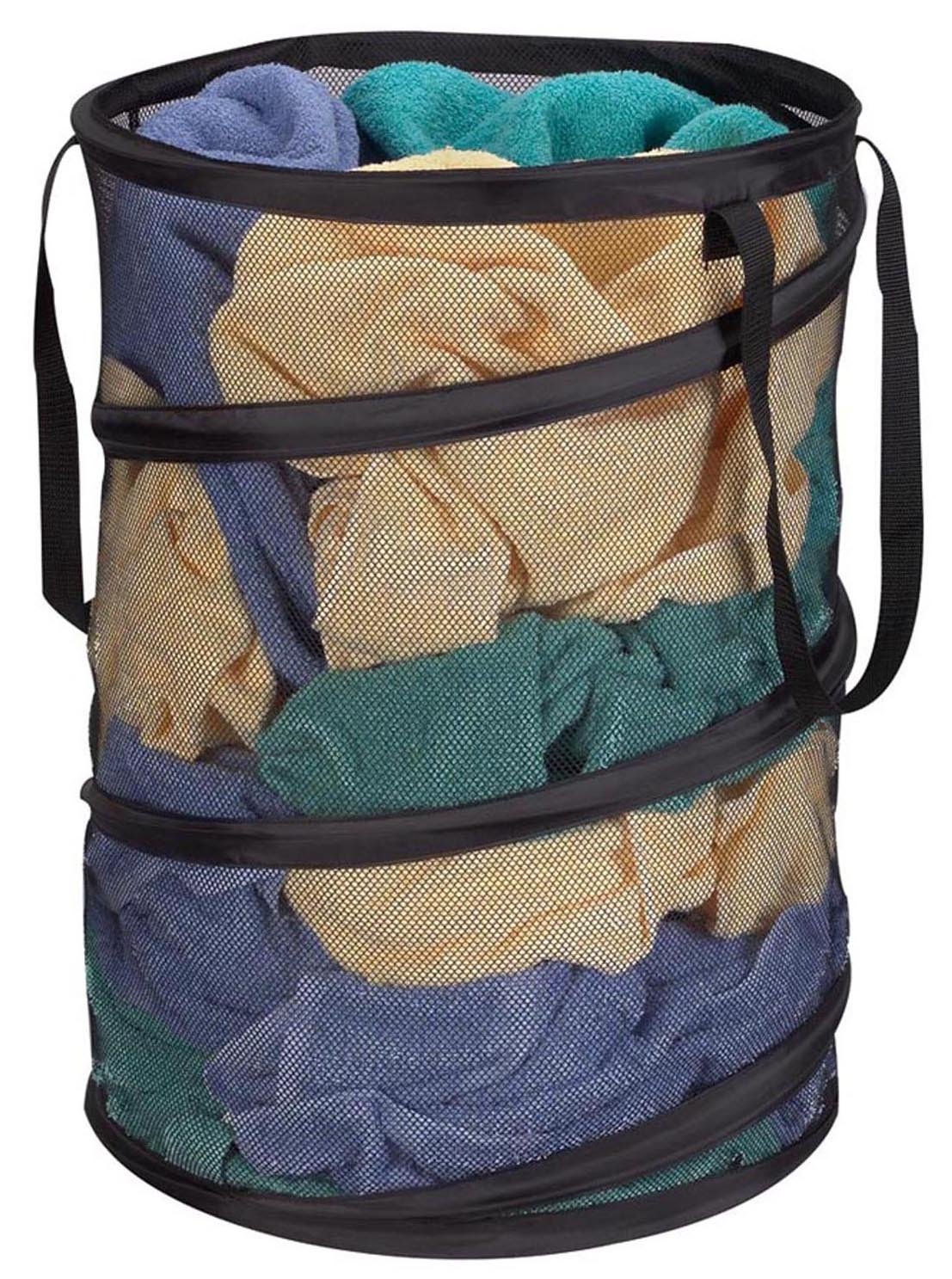 Household Essentials 2026 Pop-Up Collapsible Mesh Laundry Hamper | Black, 25" H