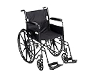 Drive Medical SSP118FA-SF Silver Sport 1 Folding Transport Wheelchair with Full Arms and Removable Swing-Away Footrest, Black