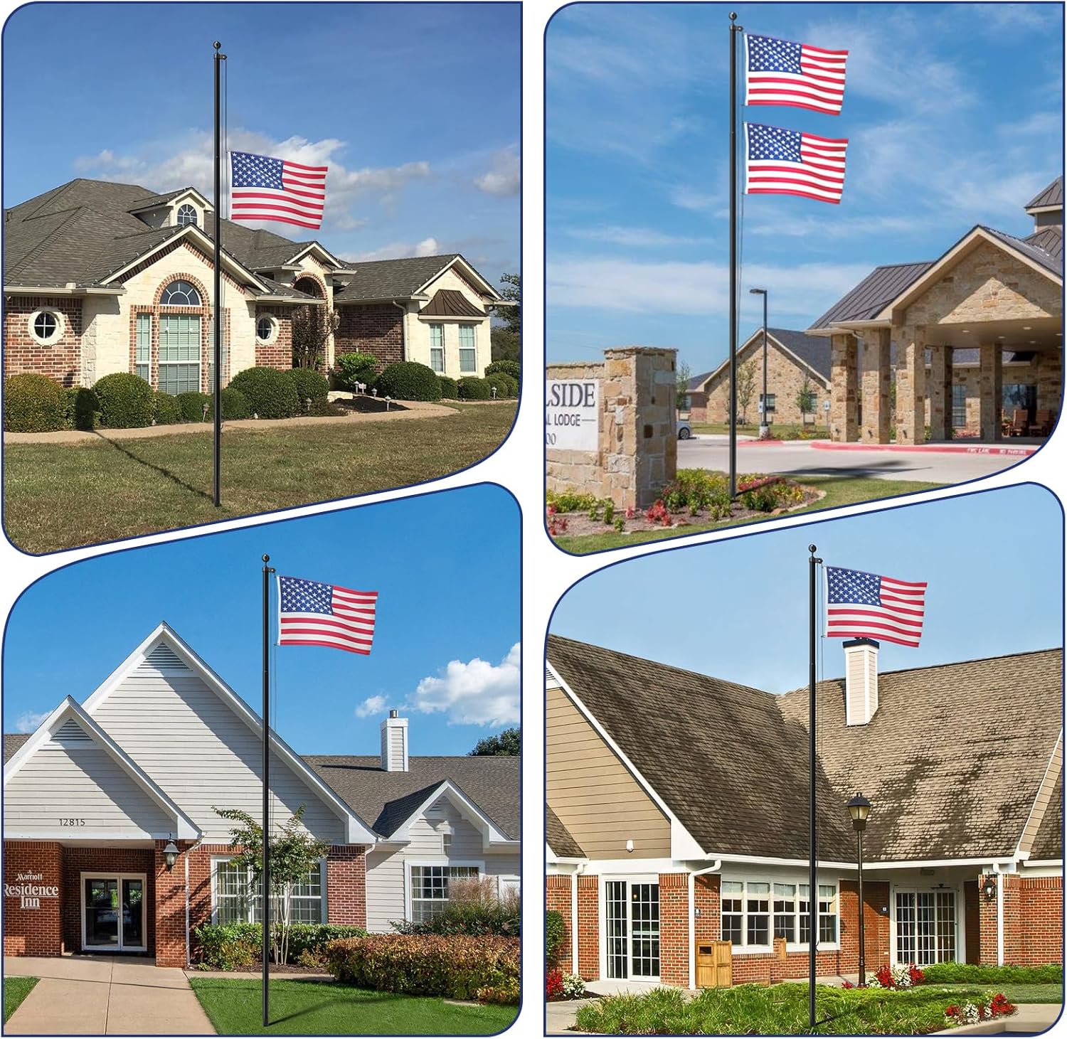 25 FT 12 Gauge Heavy Duty Flag Pole - Extra Thick Aluminum Flagpole kit with 5x3 Nylon Embroidered Flag,for Outside Yard,Outdoor,Commercial or Residential-Ground - 110MPHWind Tested,Black - Image 8