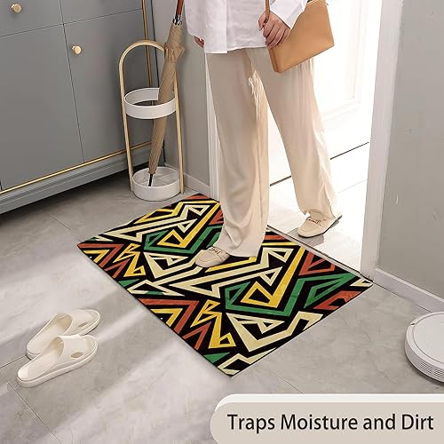 Miniatura 7 de TUBAMQ Felpudo de primavera, tapete geométrico africano de bienvenida, decoración rústica de entrada al aire libre (30 x 17 pulgadas) Geométrico