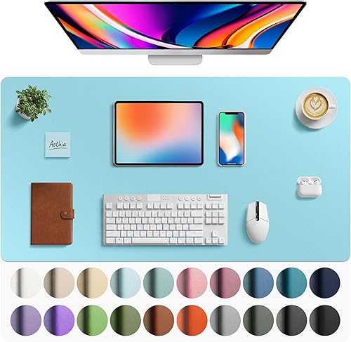 Miniatura 62 de Aothia Protector de escritorio de cuero, alfombrilla para ratón, alfombrilla de escritorio de oficina, secante de escritorio de cuero PU