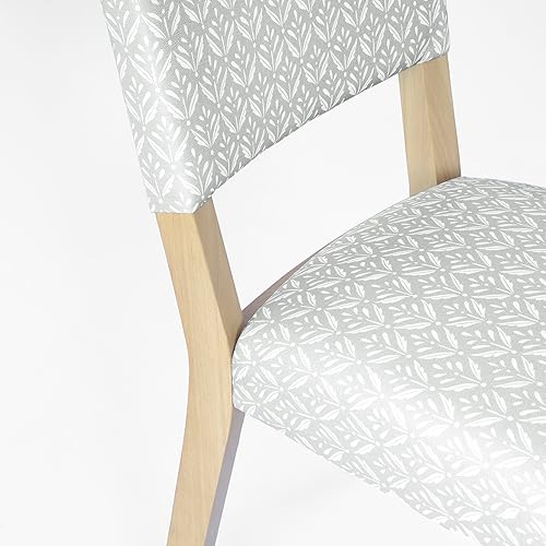 Miniatura 8 de HomePop Decoración del hogar con respaldo abierto, lado de tela, sillas de comedor para cocina y sala de estar, estampado gris claro (juego de 2)