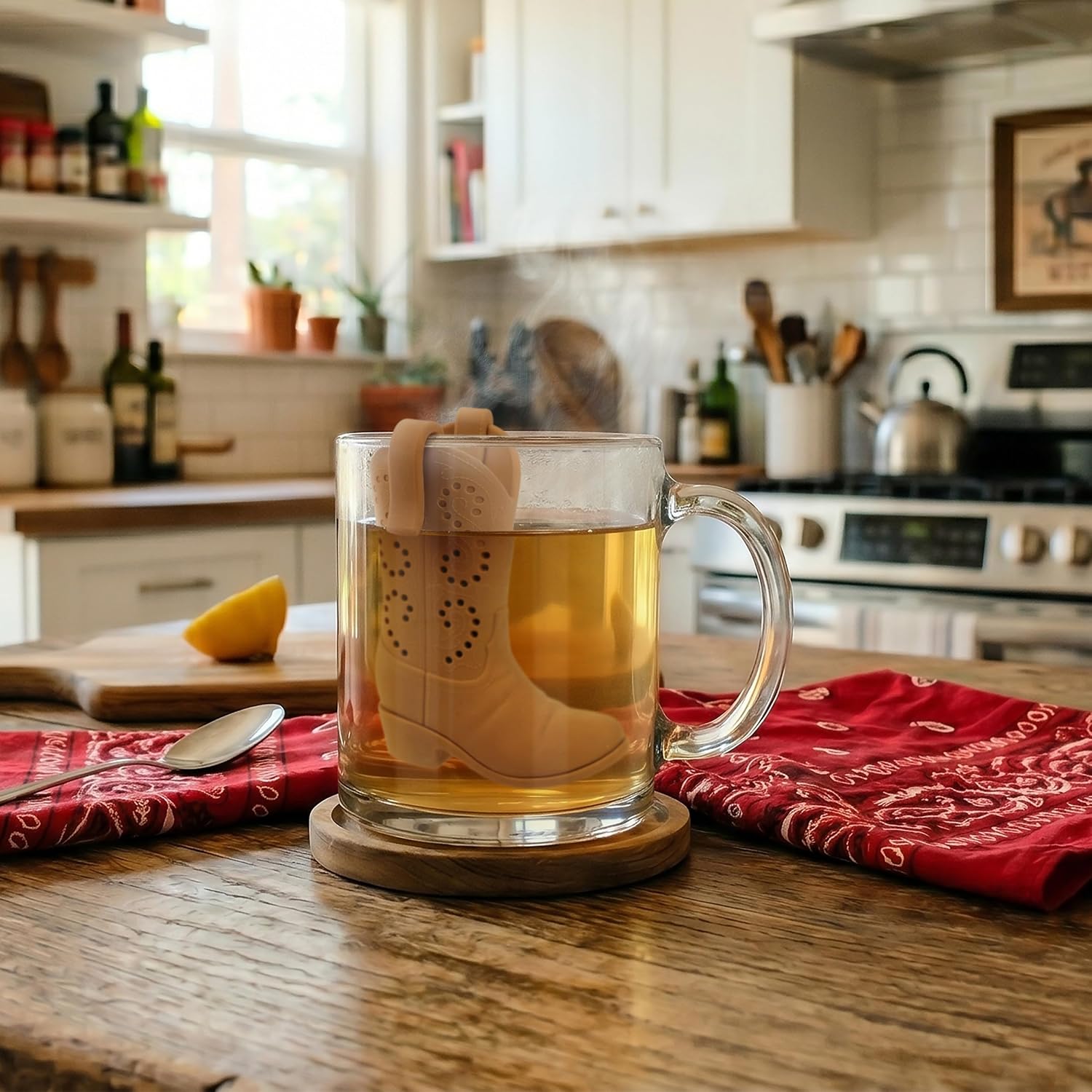 Genuine Fred TEA-HAW Cowboy Boot Tea Infuser, Western Silicone Loose Leaf Tea Steeper for Mugs, BPA-Free Dishwasher Safe Tea Strainer, Cute and Functional Tea Lover Gift image 3