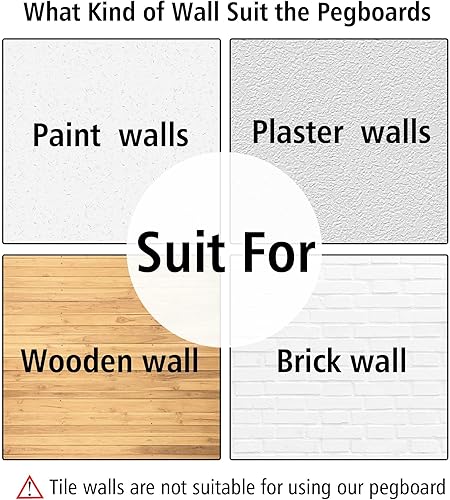 Miniatura 26 de 8 paneles organizadores de pared para tablero de clavijas, blanco para sala de manualidades, garaje, cocina, sala de estar, baño y sala de estudio