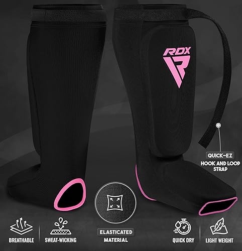 Miniatura 3 de RDX Espinilleras Kickboxing Muay Thai, Aprobado por SATRA, Almohadillas de protección de empeine de pierna MMA, entrenamiento de combate artes