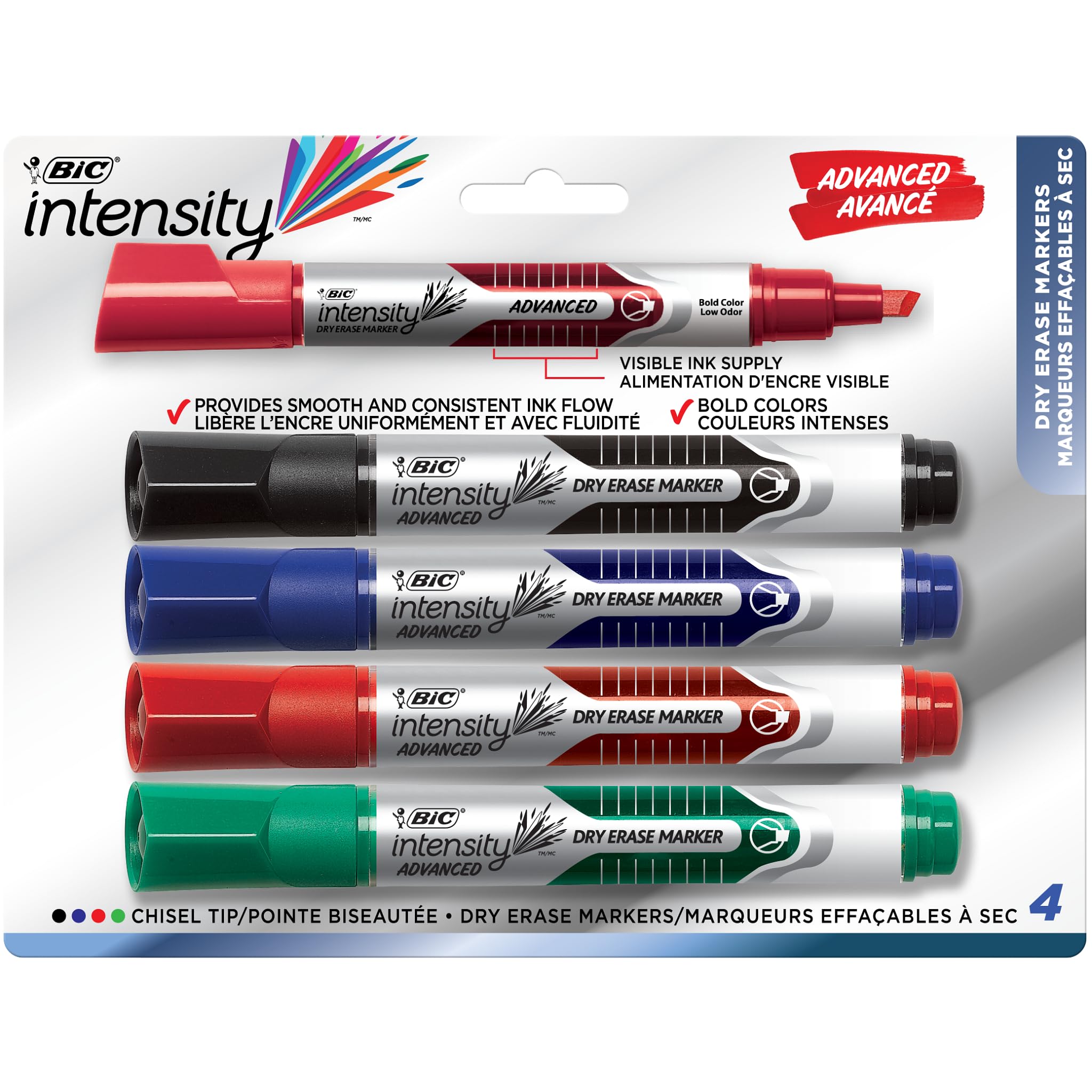 BICChisel Tip Dry Erase Magic Markers (GELITP41-AST), H x L x  W