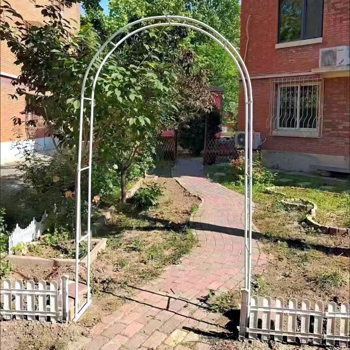 Biały łuk ślubny stalowe łuki metalowa altana ogrodowa krata pnąca róża altana do wewnątrz/na zewnątrz ogród trawnik podwórko wsparcie łuk