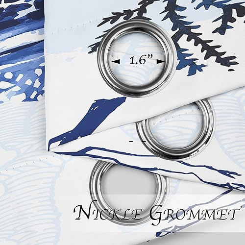 Vista 15 de weesire Cortinas náuticas costeras, decorativas, playa, océano, coral, 50% de bloqueo de luz, oscurecimiento del mar, cortina con ojales para villa