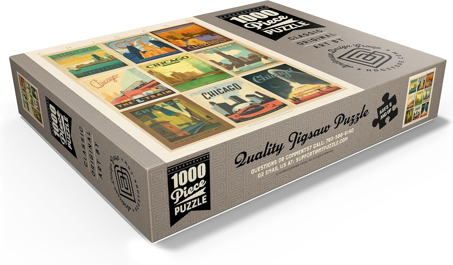 MyPuzzle Chicago: Multi-Image Print - Edition 1, Vintage Poster - Premium 1000 Piece Jigsaw Puzzle for Adults