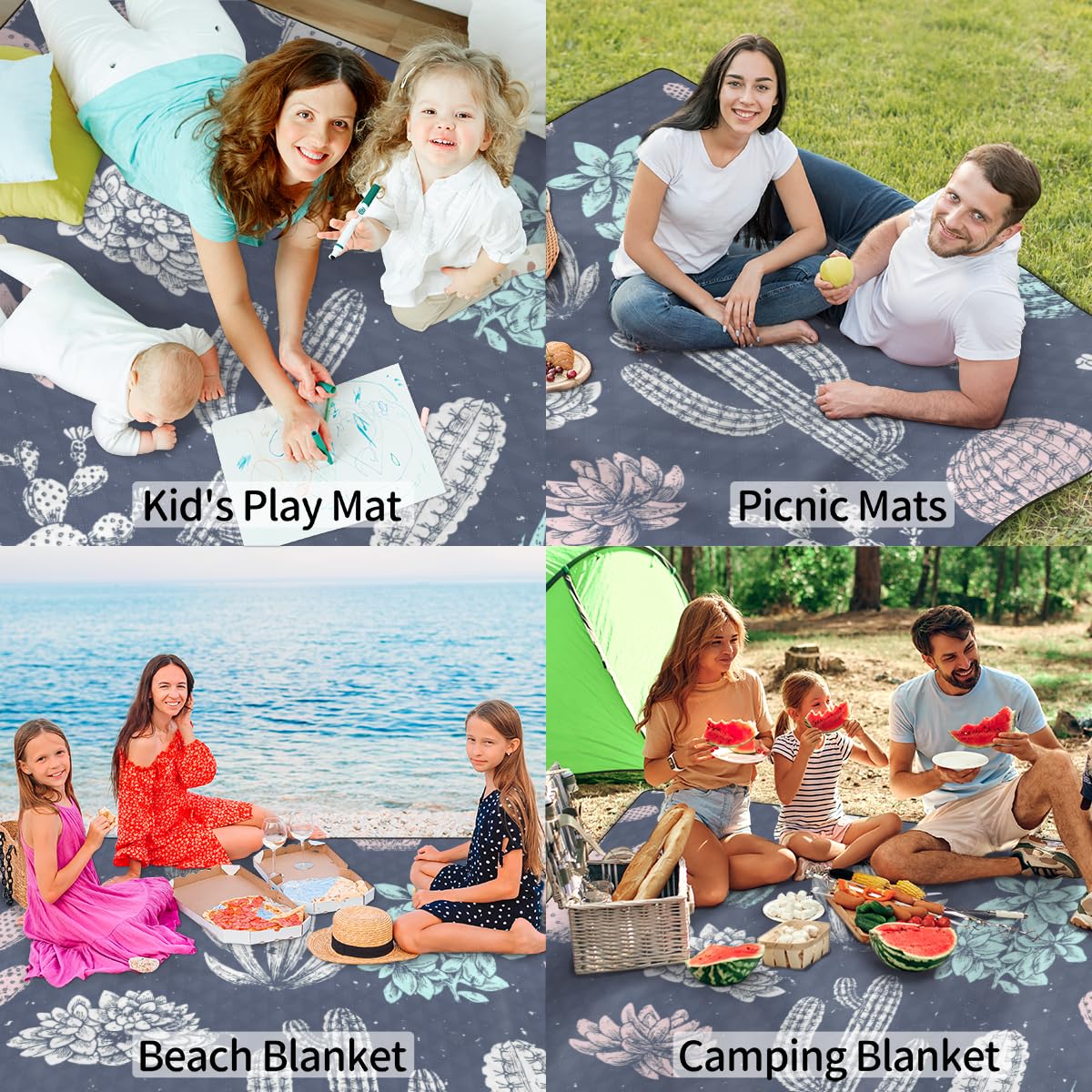 Wodoodporny koc piknikowy, lekki, odporny na piasek, przenośny, na kemping, do parku, na plażę, można prać w pralce, mata podróżna na trawę