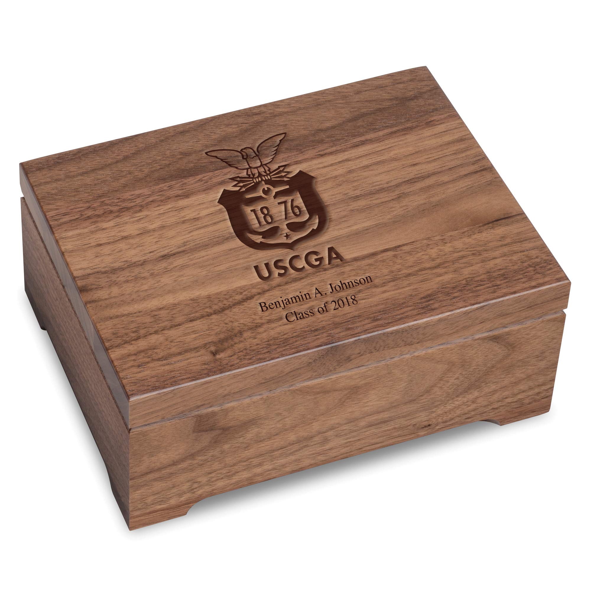 M. LA HART US Coast Guard Academy Solid Walnut Desk Box