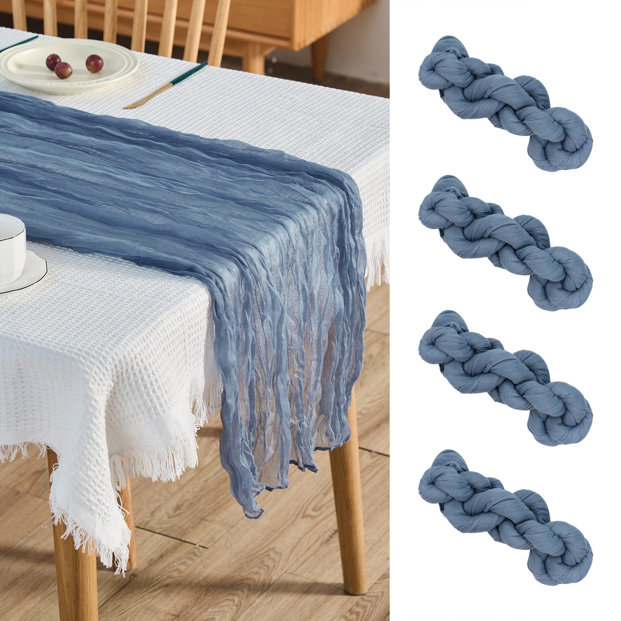 3 Runner Da Tavola In Garza - Decorazione Romantica Per Matrimoni E Feste - Foto 4