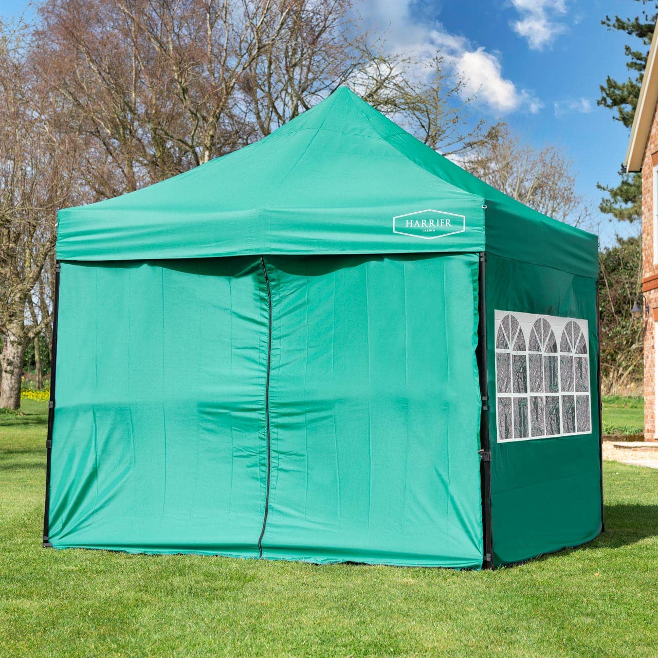 HARRIER Replacement Gazebo Side Panels | Shower-Resistant & UV-Protected Polyester - Window or Door Styles with Optional Zips [3x3m or 3x6m] - Panels Only (Green 3m x 3m, Door Panel (with Zip))