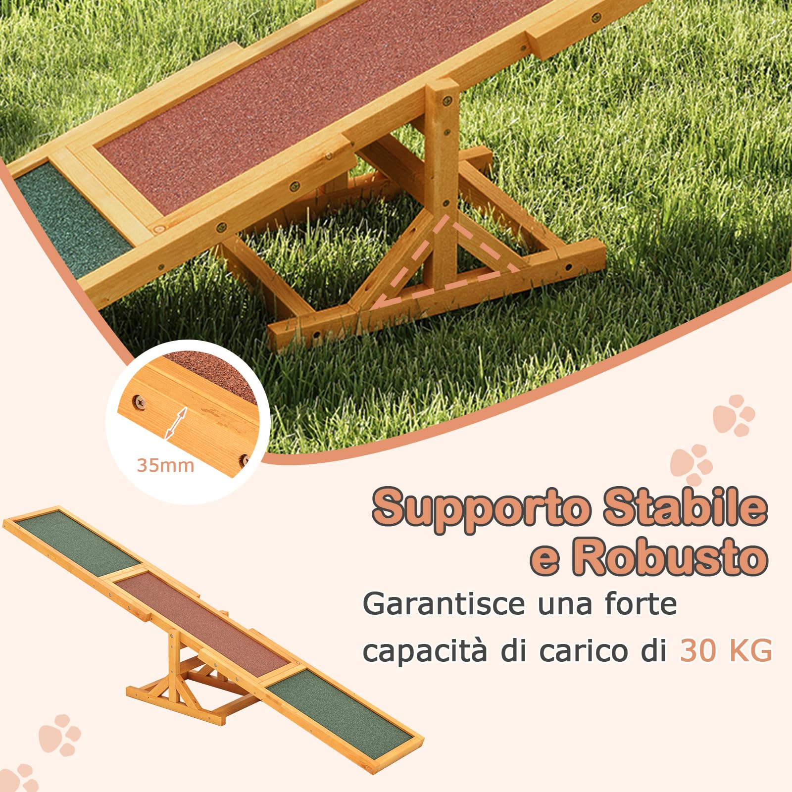 COSTWAY Altalena per Agility Cane, Set Esercizi Giochi Cani, Attrezzatura Allenamento Equilibrio Esterno, Giallo