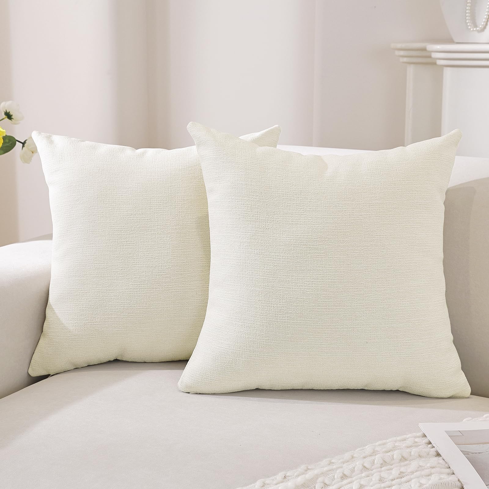 CYCMACO Set of 2 Cushion Covers, 50 x 50 cm, Linen Decorative Cushion Covers, Cushion Covers with Hidden Zip