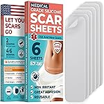 MYHELP Medical Grade Silicone Scar Sheets - Transparent - 6pk (5.7x1.6) - Visible Difference on Surgical & Keloid Scars - Reusable C-Section Scar Silicone Strips - Easy to Use Strips