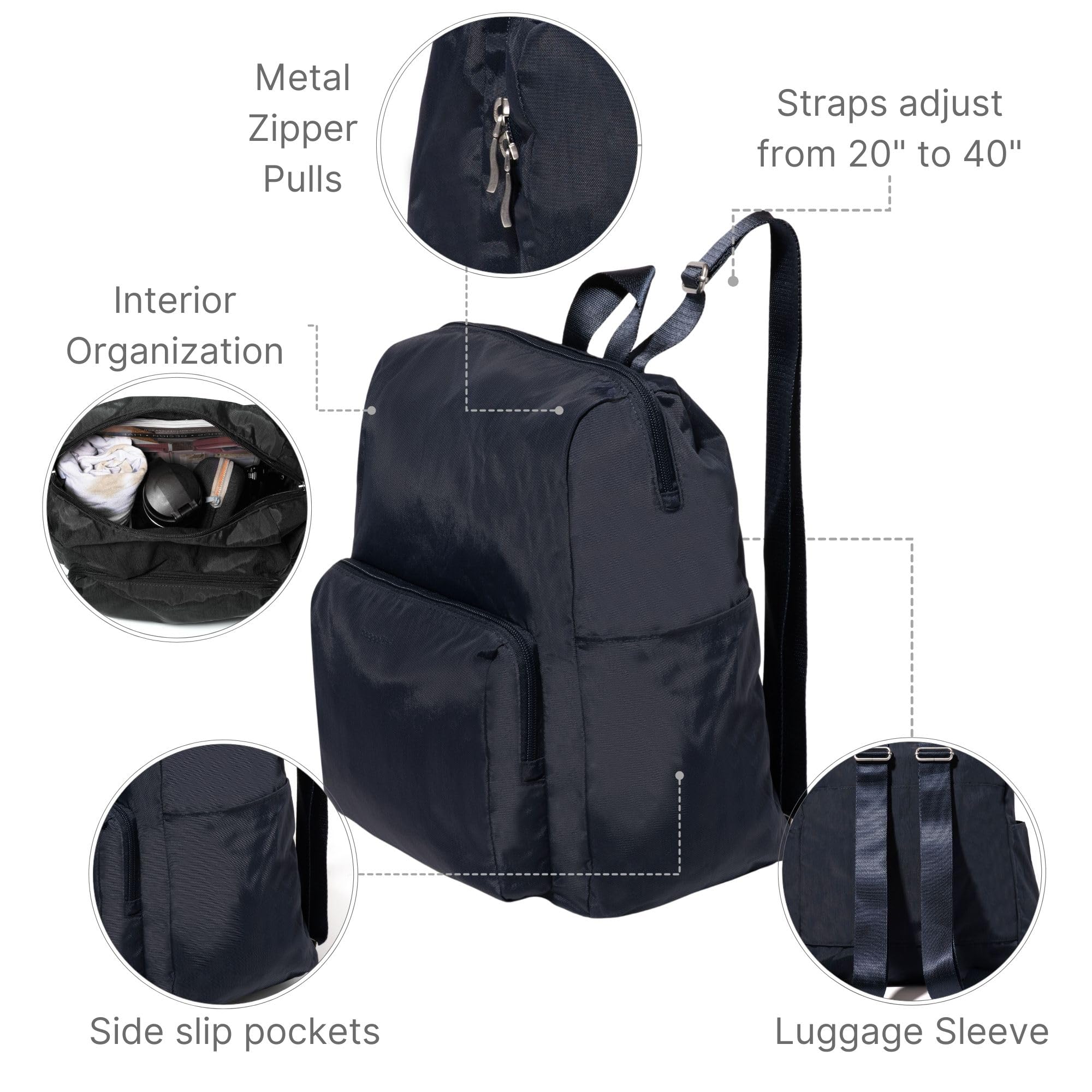 Baggallini Zaino portatile da donna (confezione da 1), Navy francese, Einheitsgröße, Zaino portatile