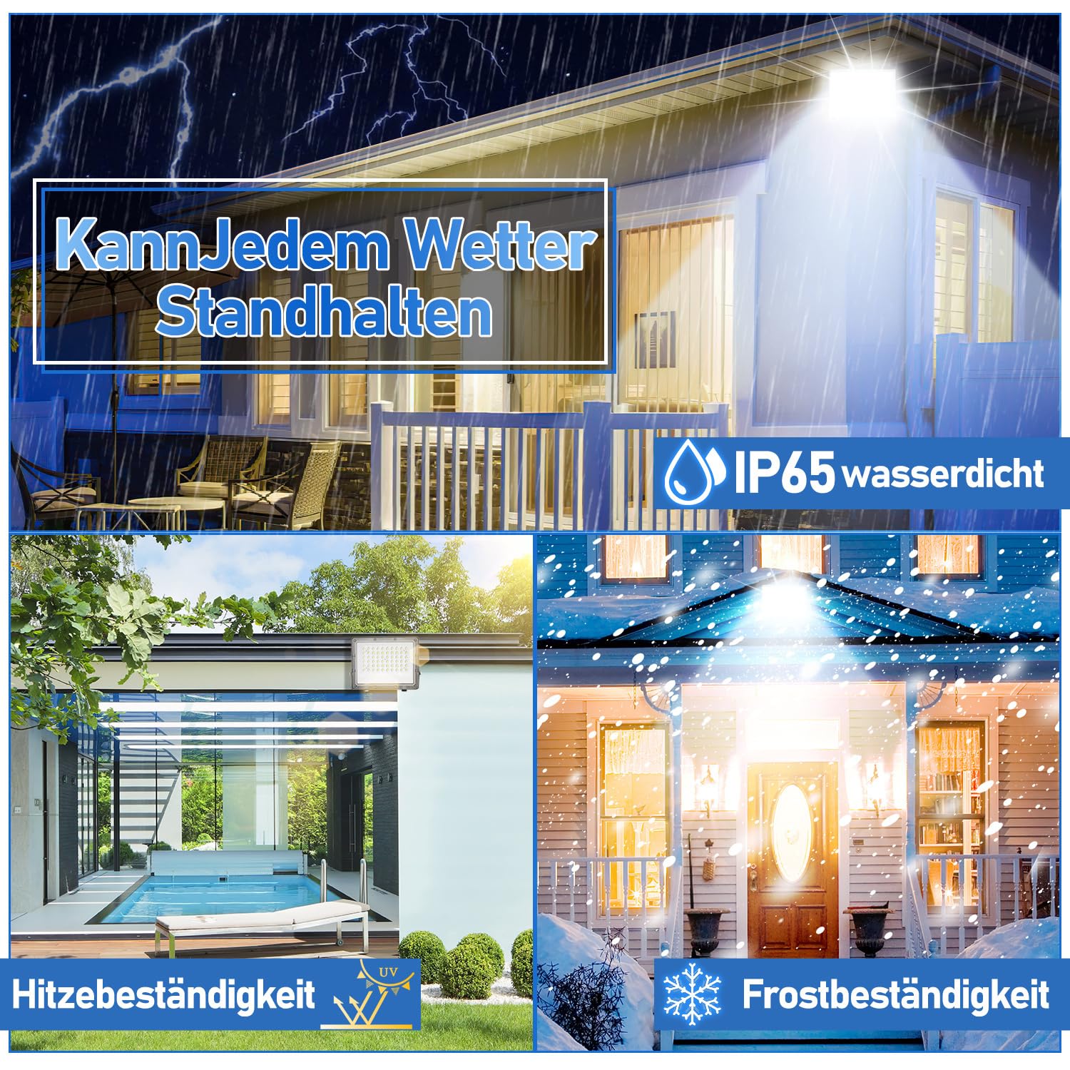 200W LED Strahler Außen 2er Pack, IP65 Wasserdicht und Superhell 19800LM Scheinwerfer, Flutlichtstrahler in 6000K Kaltweiß für Garage, Werkstatt, Garten, Stadion