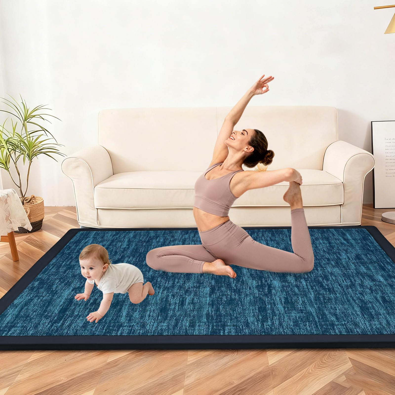 Tappeto Gioco Bambini Acolchado 2 cm Extra Spesso, Antiscivolo, Ideale per Pavimenti e Box Neonato, Palestra Neonati, Tappeto Tummy Time Neonati Blu 140 x 220cm