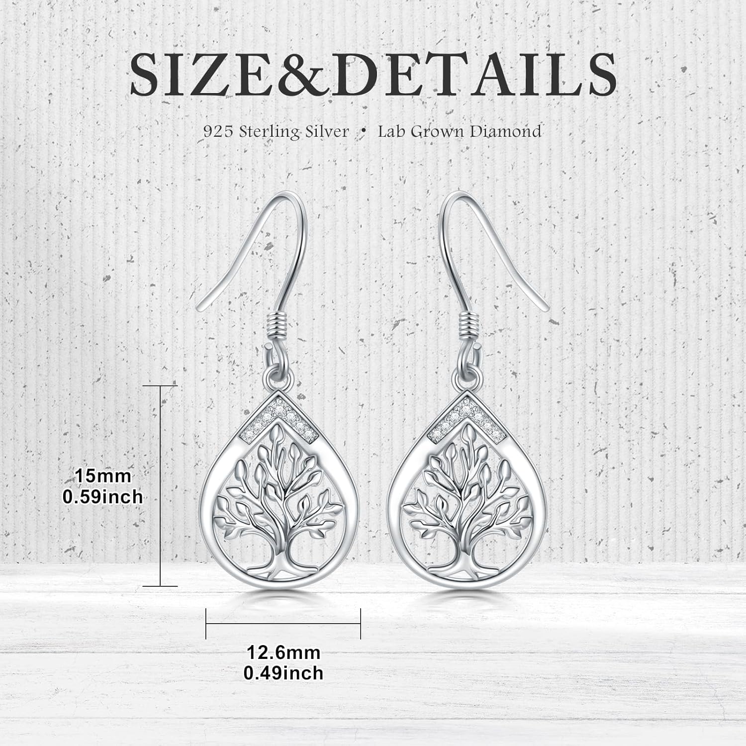 Diamond Tree of Life Earrings for Women 925 Sterling Silver Tree of Life Drop Dangle Earrings with Lab Grown Diamond Jewelry Gifts - Image 6
