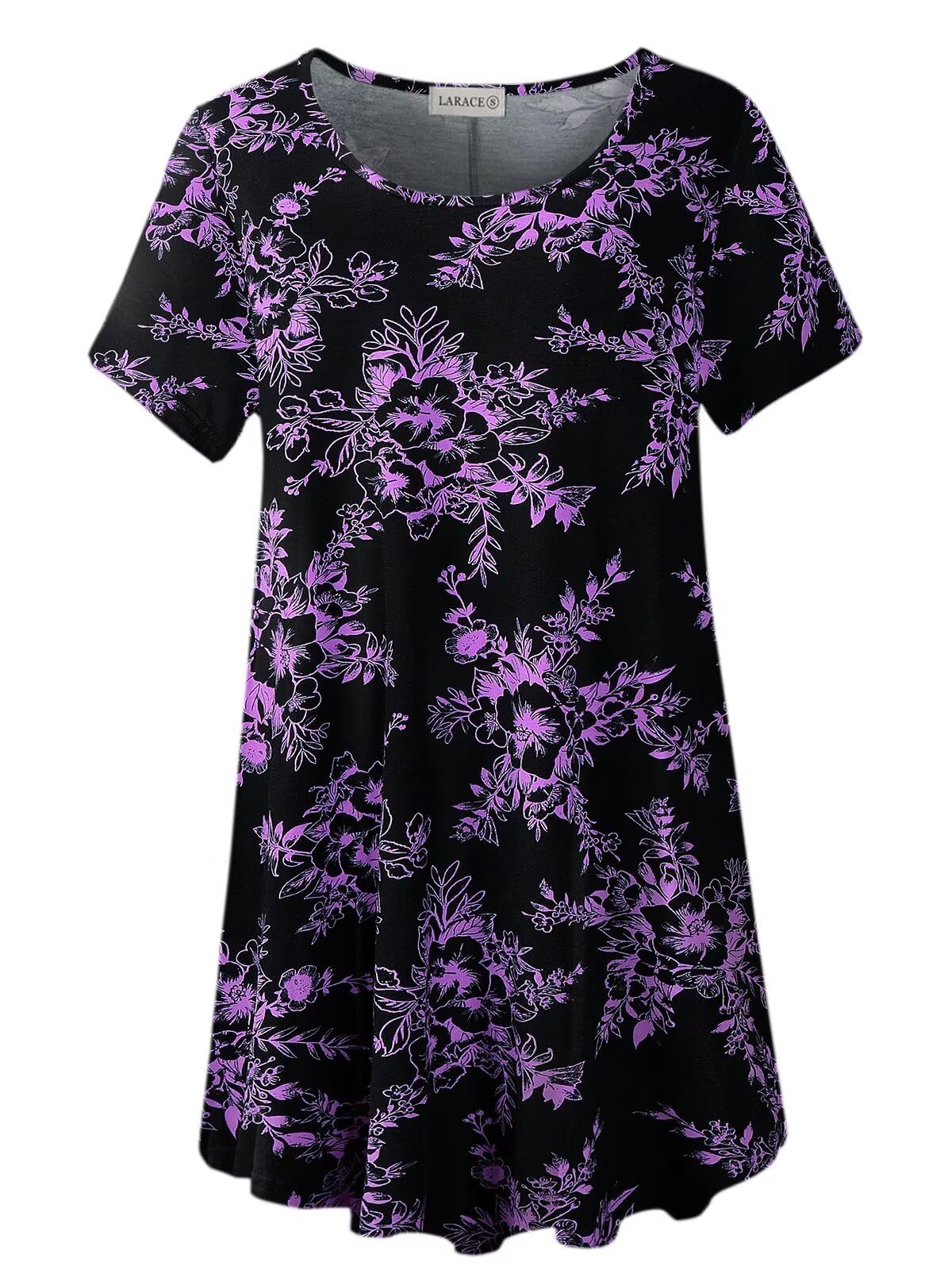 LARACE Plus Size Tops for Women Short Sleeve Shirts Casual Summer Clothes Round Neck Tunics for Leggings