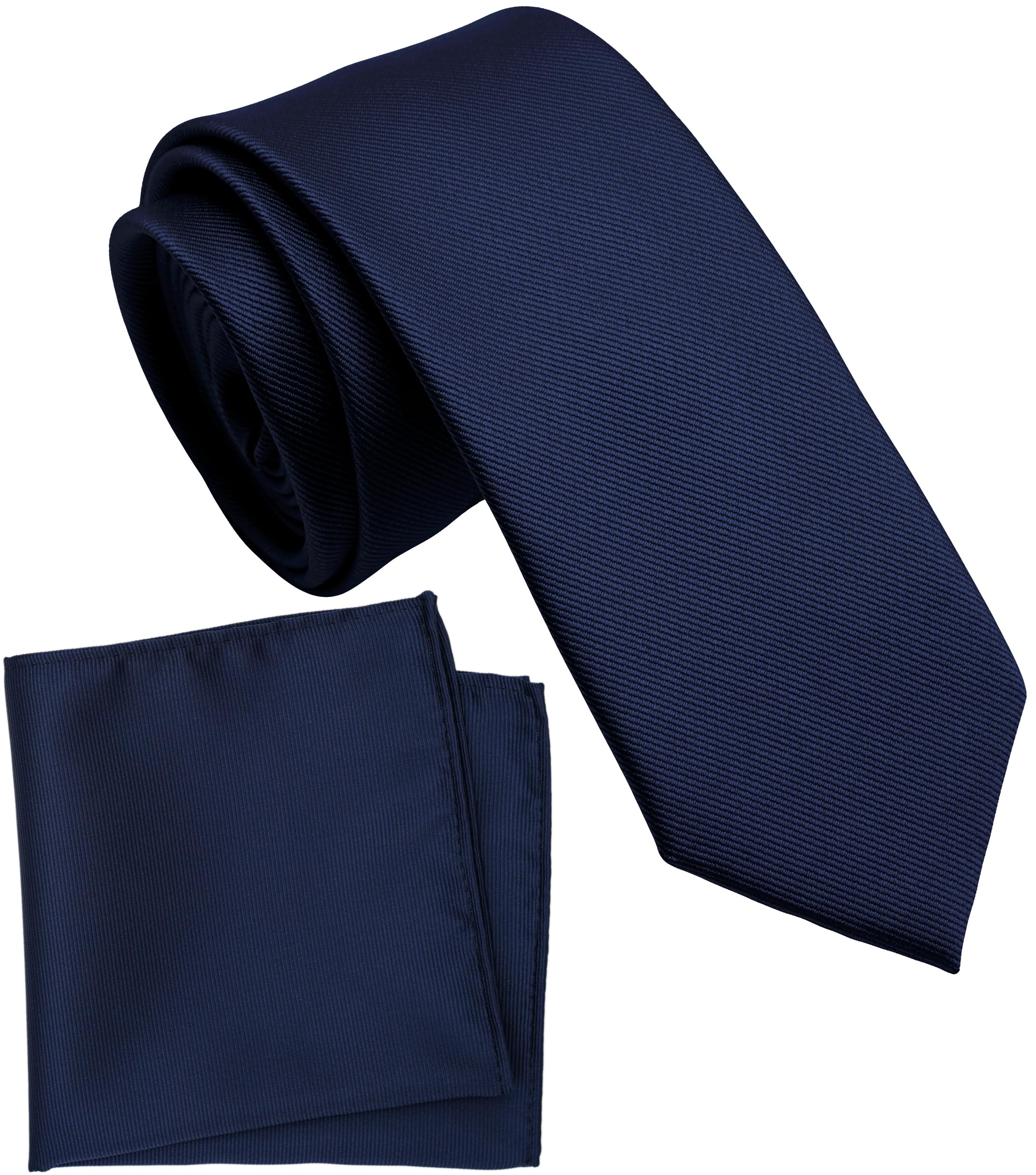 Boy's Solid Tie with Pocket Square Set, Regular Necktie for Children and Kids, Self-Tied