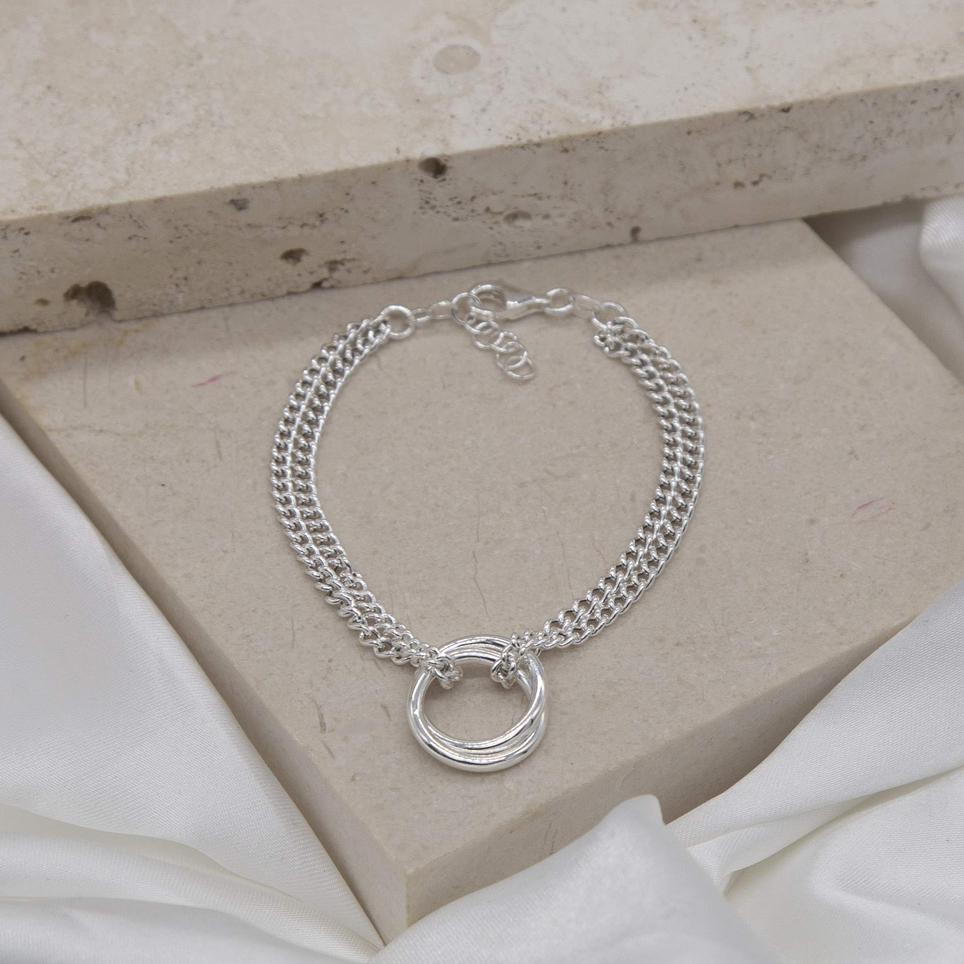 Tuscany Silver Collana/Bracciale regolabile da donna con catena a doppio cordolo in argento da donna