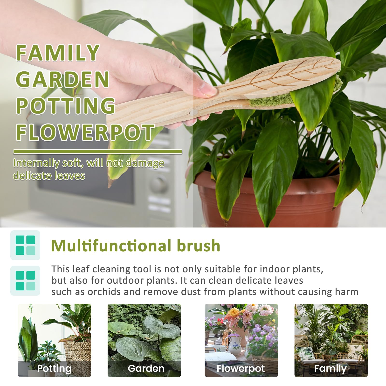 Spazzola Per Pulizia Foglie MUYAPAY | Pinze In Legno Con Velluto Per Piante - Foto 8