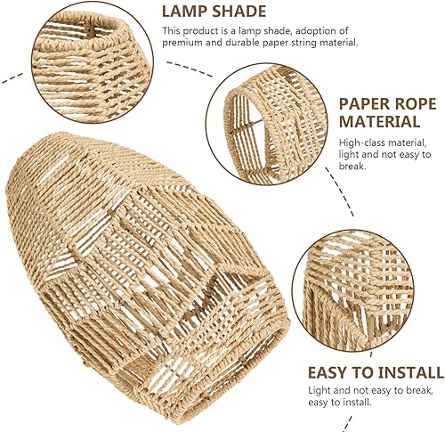 Miniatura 4 de Lámpara colgante de ratán para colgar en el techo, reemplazo de pantallas de lámpara pequeñas, cubierta de luz colgante pantalla tejida para