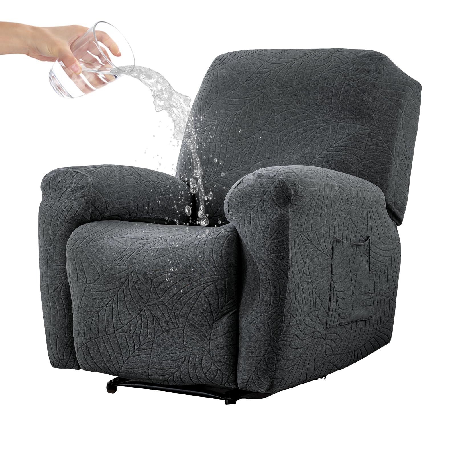 Eco-Ancheng Recliner Chair Covers Recliner Cover Recliner Slipcovers 4-Piece Lazy Boy Recliner Chair Covers Non Slip Reclining Slipcovers with Storage