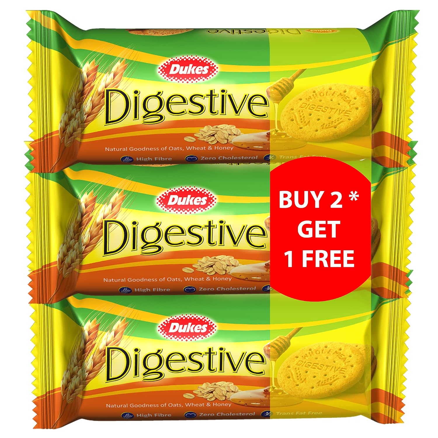 Dukes Digestive - Natural Goodness Of Oats, Wheat, And Honey (Buy 2 Get 1 Free - 300 Gram) - Wheat, Honey, Natural, Biscui...