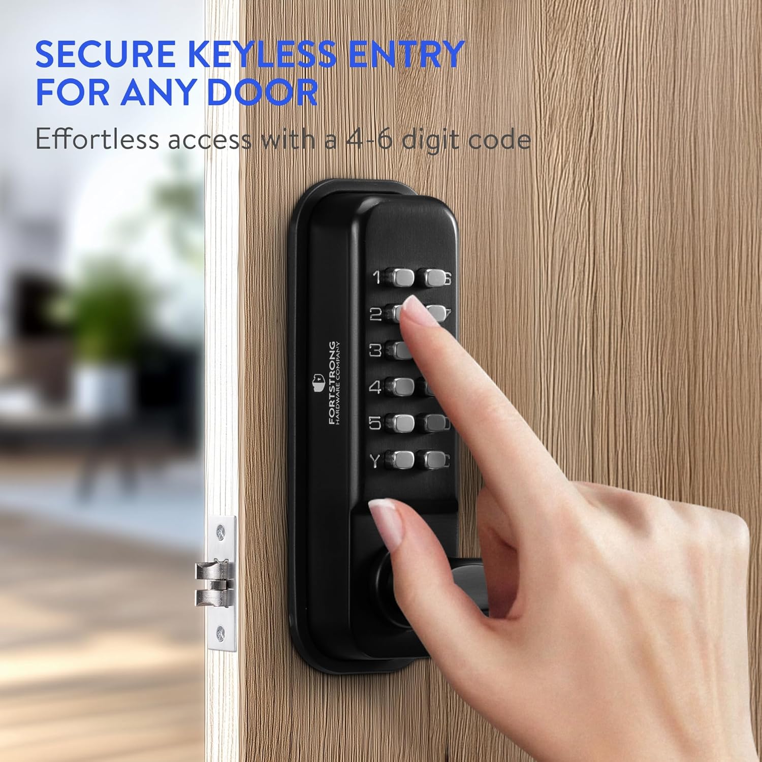 Fortstrong Mechanical Door Lock - Keyless Entry with Left or Right Installation - Durable Automatic Combination Deadbolt - Reliable Home Security - Easy to Install - Black