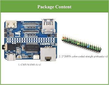 Nano Base Board Compatible with Raspberry Pi Compute Module 5 Lite/eMMC, Same Size As CM5, with Multiple Peripheral Interfaces, with USB 3.2 Gen1 Type-A, 40PIN GPIO, Dual MIPI Interfaces,etc