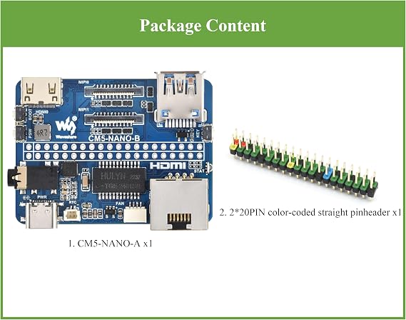 Nano Base Board Compatible with Raspberry Pi Compute Module 5 Lite/eMMC, Same Size As CM5, with Multiple Peripheral Interfaces, with USB 3.2 Gen1 Type-A, 40PIN GPIO, Dual MIPI Interfaces,etc