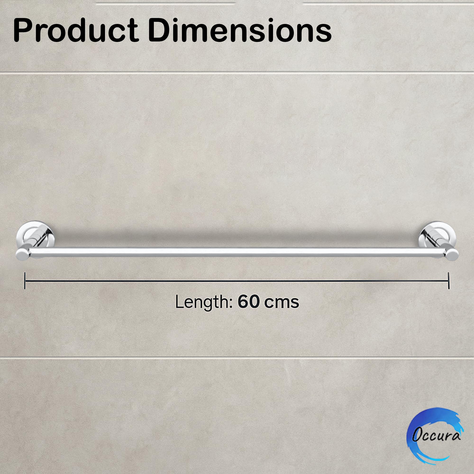 OCCURA 24-Inch Stainless Steel Towel Rod | Wall Mounted Corrosion-Resistant | Towel Rail with Glossy Finish for Bathroom, Kitchen, Shower, Toilet & Washroom Use 1