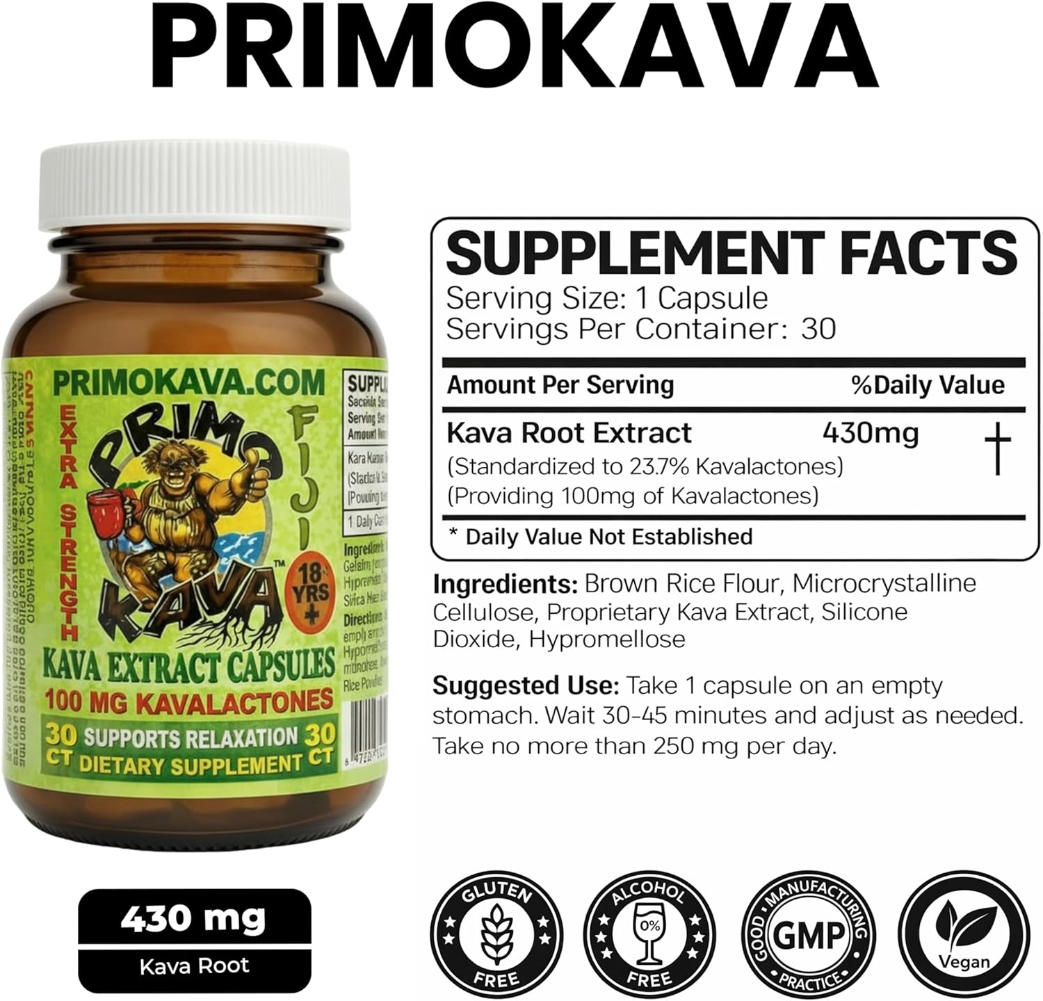 Kava Capsules | Authentic Kava Kava from Fiji | Fast Acting Kava Extract | 100mg of Kavalactones | Adaptogenic Experience | Certified 3rd Party Testing | 30 Count - Image 4