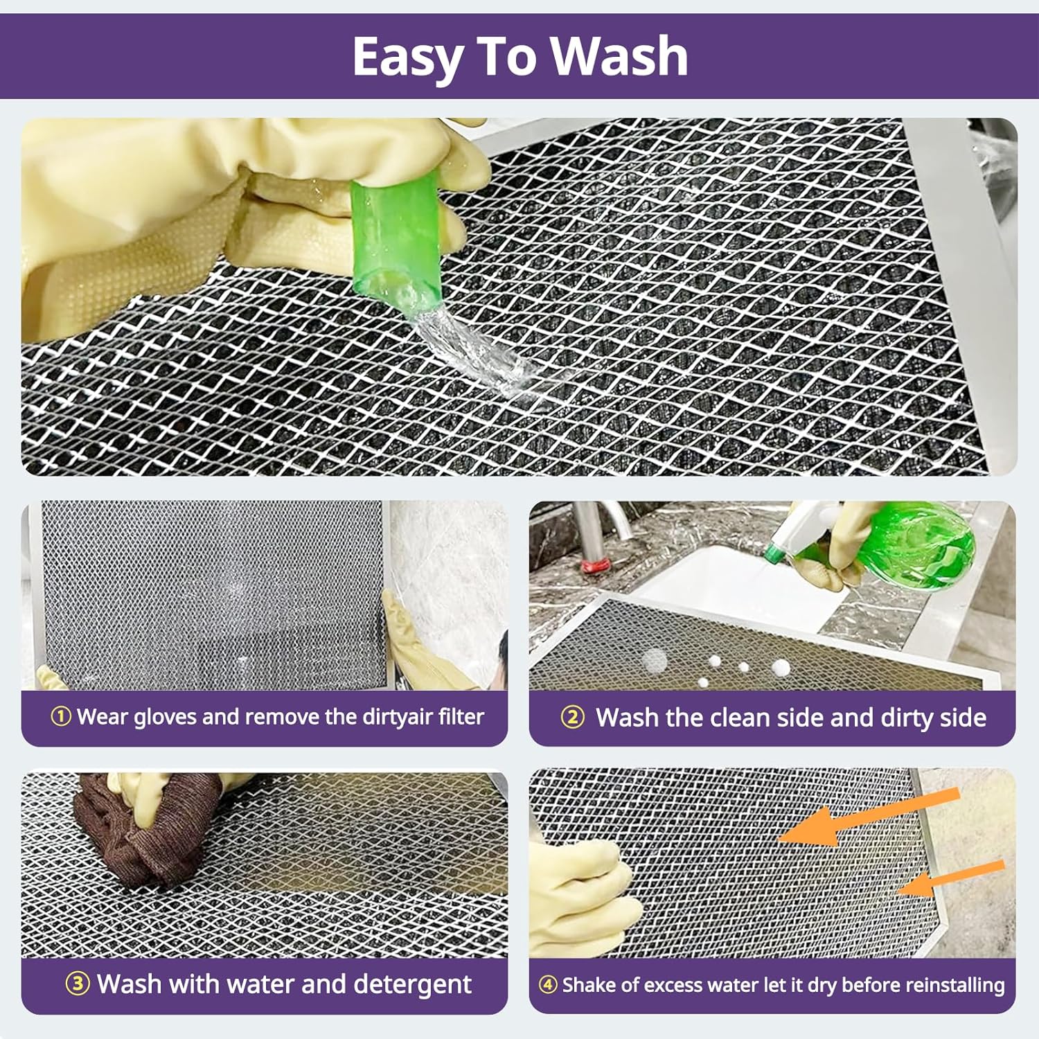 14x14x1 Furnace Filter-MERV8, Washable & Reusable Electrostatic Air Filter, AC/HVAC Furnace Filter, Permanent Air Filter, Breathe Fresher, Easy Install